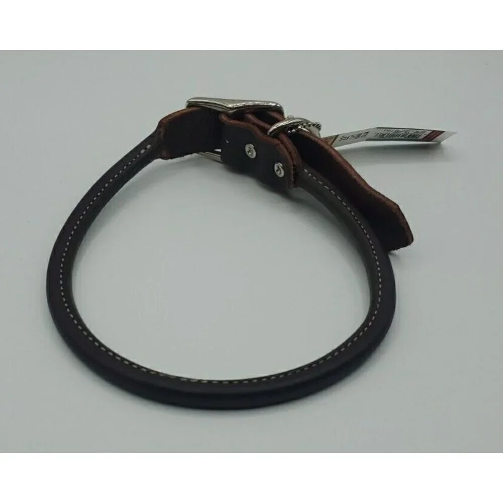 Circle T Pet Brown Leather Round Flat Rolled Dog Collar - 22 Inch NWT